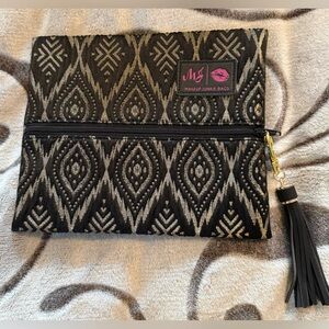 NWOT Makeup Junkie Bag - Size Small Black & Gold